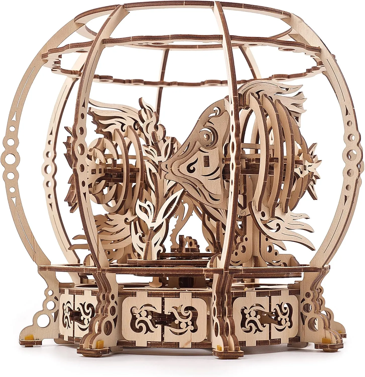 UGEARS 3D Puzzle Mechanical Aquarium - Creative 3D Wooden Puzzles Idea - Aquarium Wood Model Kit - Unique Wooden Puzzle - 3D Puzzles for Adults and Kids Building Kit