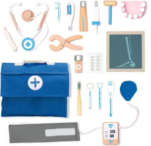 UMU® Wooden Doctor Kit for Kids – 18 pcs Doctor and Dentist Play Set for Toddlers with Stethoscope, Syringe, Tooth Model & More – Medical Pretend Play Toy for Boys and Girls Ages 3 4 5 6