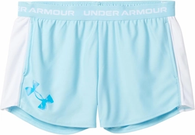 Under Armour, Girls, Tech Play Up Logo Shorts (Big Kid), Stream/Blue Topaz, Medium