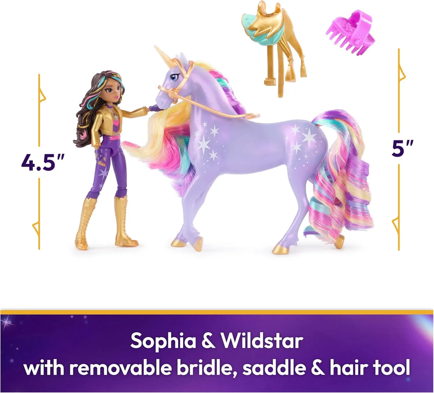 Unicorn Academy, Sophia & Wildstar with 2 Accessories & Hair Tool, Dolls & Unicorn Toys for Girls Ages 4 and up