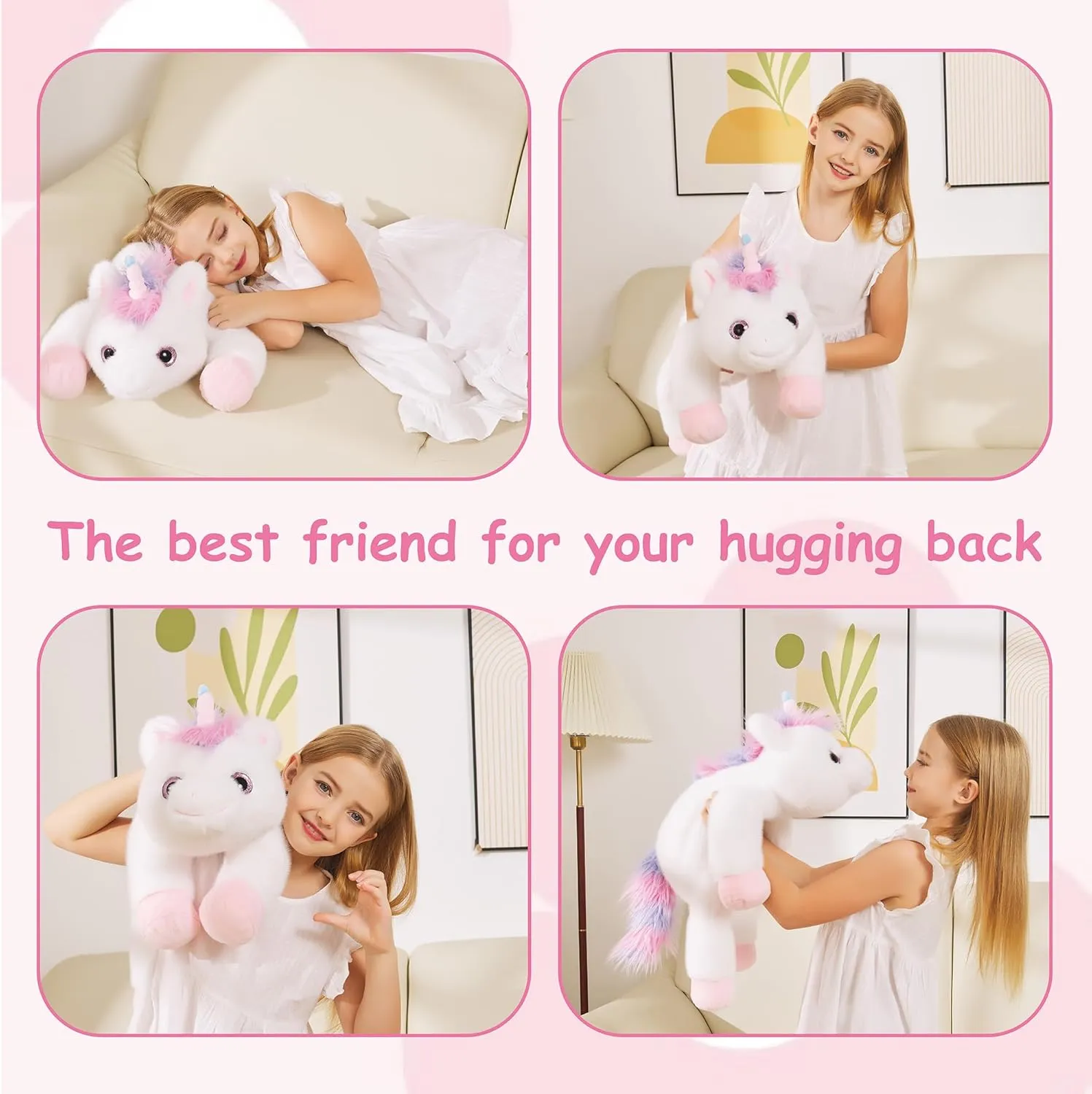 Unicorn Weighted Stuffed Animals - 25" Big Stuffed Animal Toy Rainbow Pillow for Girls Boys Kids, 5 lbs Ultra-Soft Washable Weighted Plush