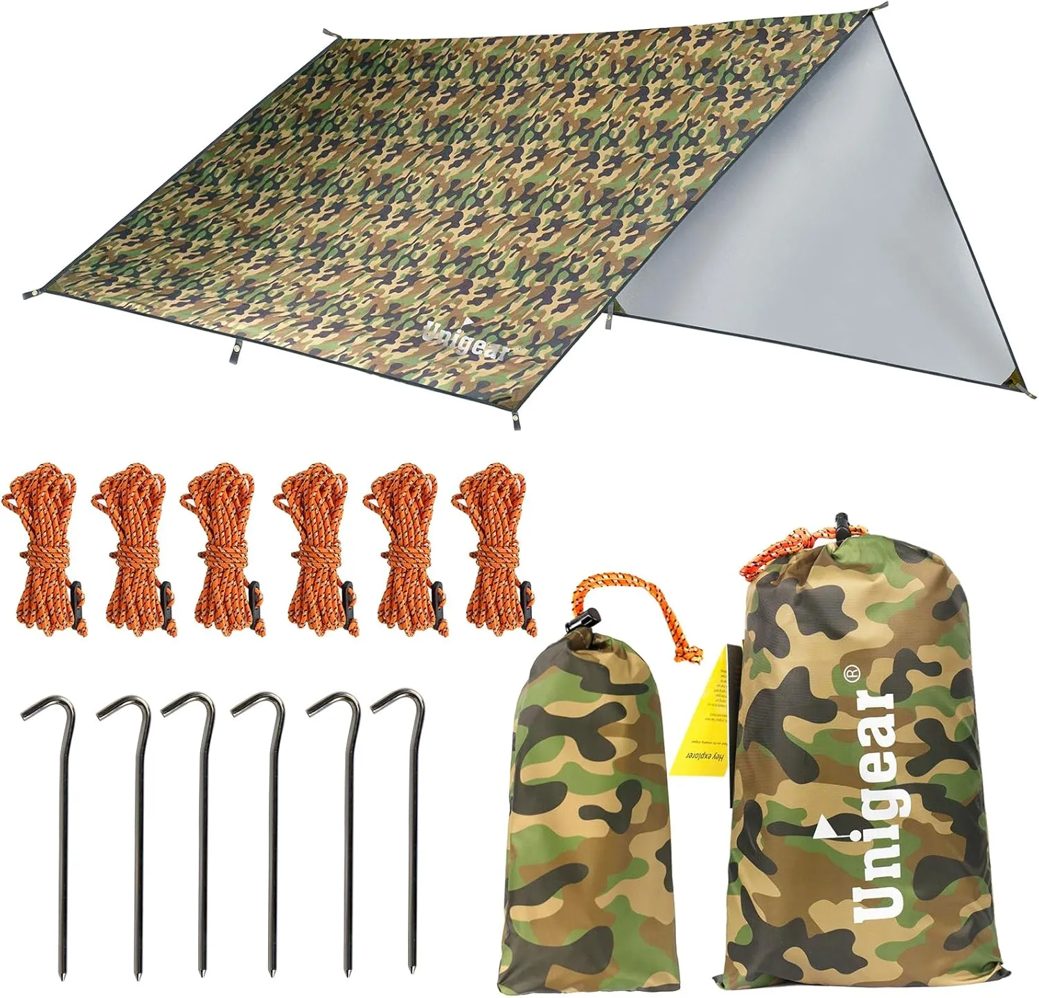 Unigear Hammock Rain Fly Waterproof Tent Tarp, UV Protection and PU 3000mm Waterproof, Lightweight for Camping, Backpacking and Outdoor Adventure