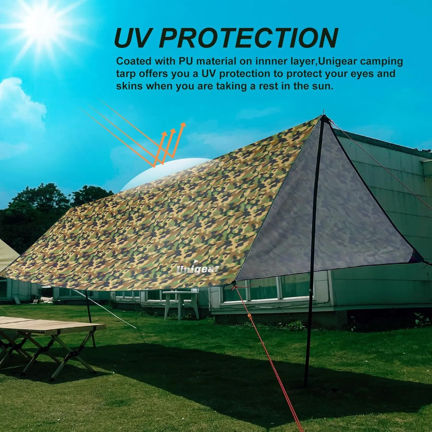 Unigear Hammock Rain Fly Waterproof Tent Tarp, UV Protection and PU 3000mm Waterproof, Lightweight for Camping, Backpacking and Outdoor Adventure