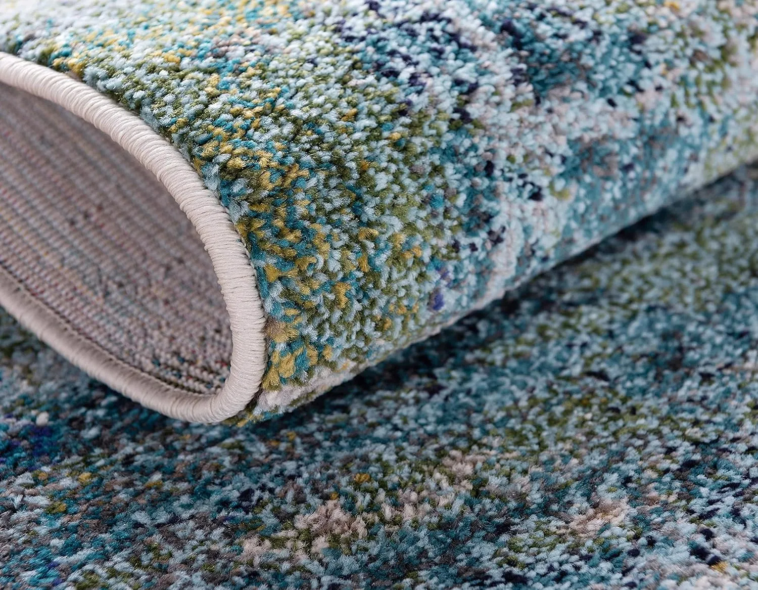 Unique Loom Chromatic Collection Modern & Vibrant Abstract Area Rug For Any Home Décor (2' 2 x 6' 7 Runner, Light Blue/ Beige)