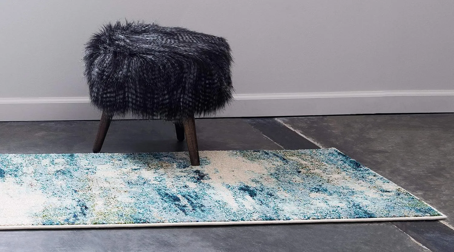 Unique Loom Chromatic Collection Modern & Vibrant Abstract Area Rug For Any Home Décor (2' 2 x 6' 7 Runner, Light Blue/ Beige)
