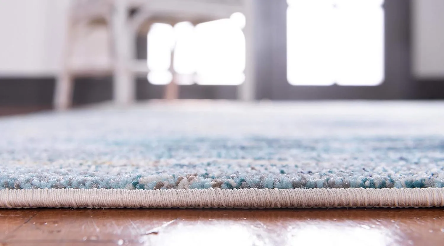 Unique Loom Chromatic Collection Modern & Vibrant Abstract Area Rug For Any Home Décor (2' 2 x 6' 7 Runner, Light Blue/ Beige)