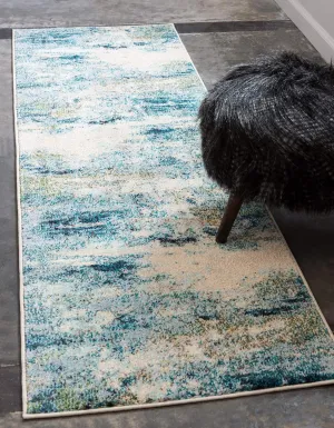 Unique Loom Chromatic Collection Modern & Vibrant Abstract Area Rug For Any Home Décor (2' 2 x 6' 7 Runner, Light Blue/ Beige)