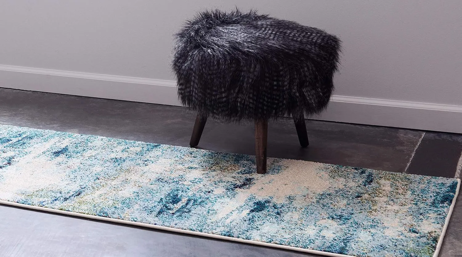 Unique Loom Chromatic Collection Modern & Vibrant Abstract Area Rug For Any Home Décor (2' 2 x 6' 7 Runner, Light Blue/ Beige)