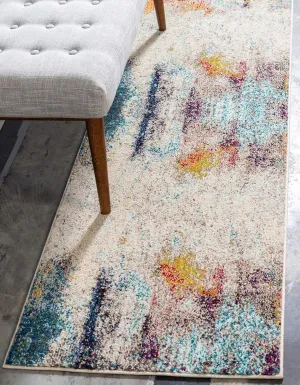 Unique Loom Chromatic Collection Modern Colorful & Vibrant Abstract Area Rug For Any Home Décor (2' 2 x 6' 7 Runner, Beige/ Pink)