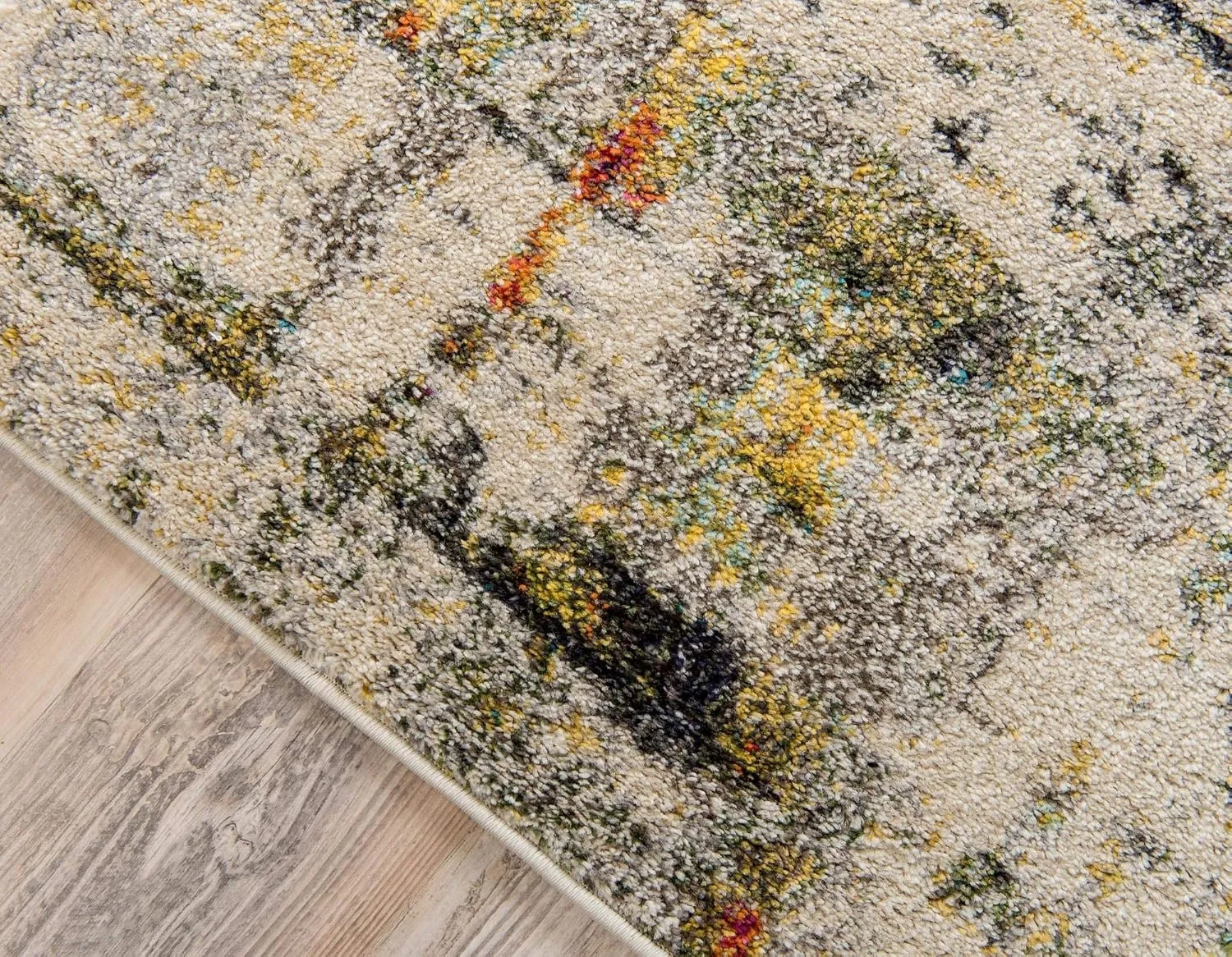 Unique Loom Chromatic Collection Modern Rustic & Vibrant Abstract Area Rug for Any Home Décor, 2 ft 2 in x 6 ft 7 in Runner, Beige/Gray