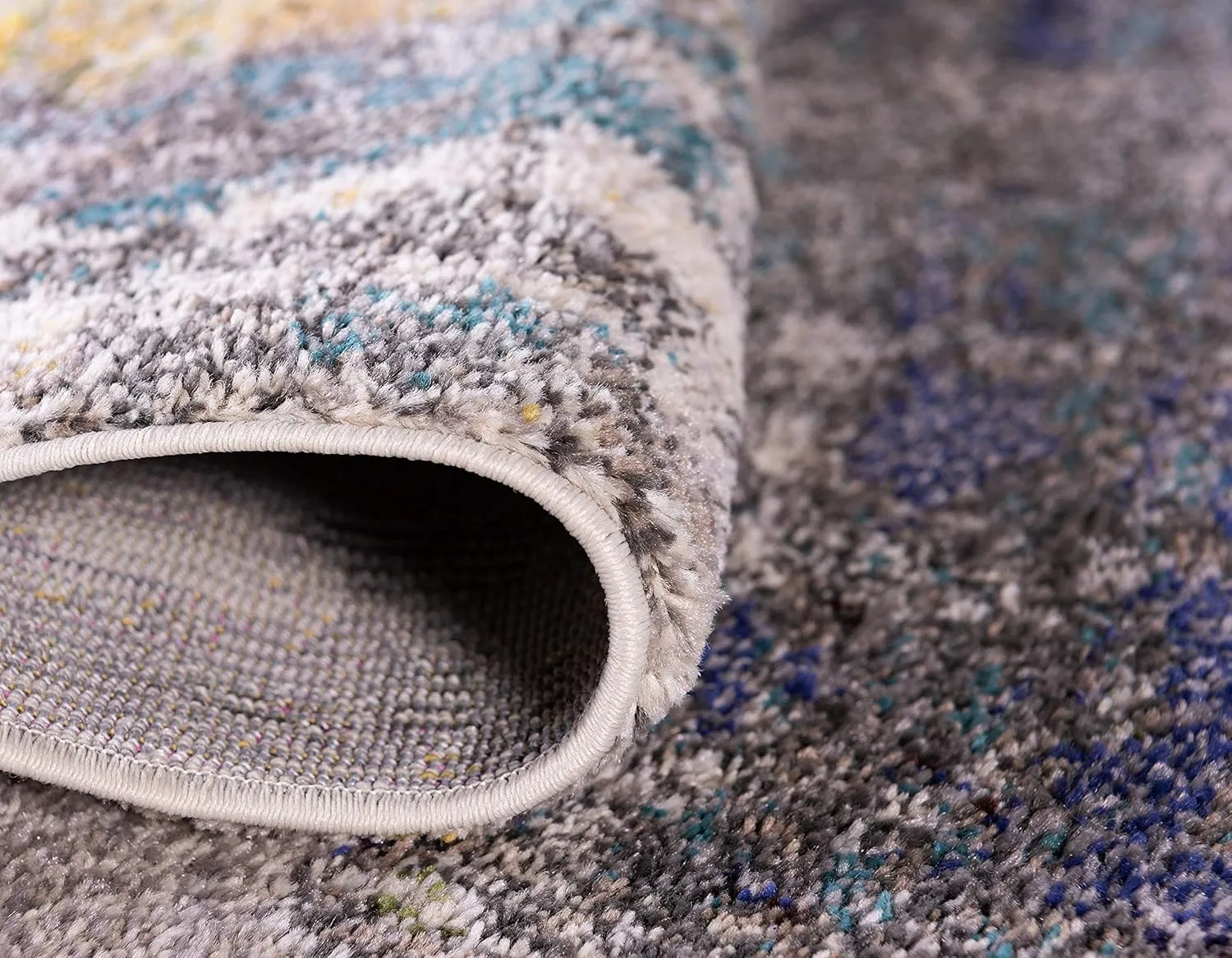 Unique Loom Chromatic Collection Modern Rustic & Vibrant Abstract Area Rug for Any Home Décor, 2 ft 2 in x 6 ft 7 in Runner, Beige/Gray