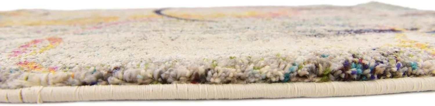 Unique Loom Chromatic Collection Modern Rustic & Vibrant Abstract Area Rug for Any Home Décor, Runner 2' 0" x 6' 7", Beige/Blue