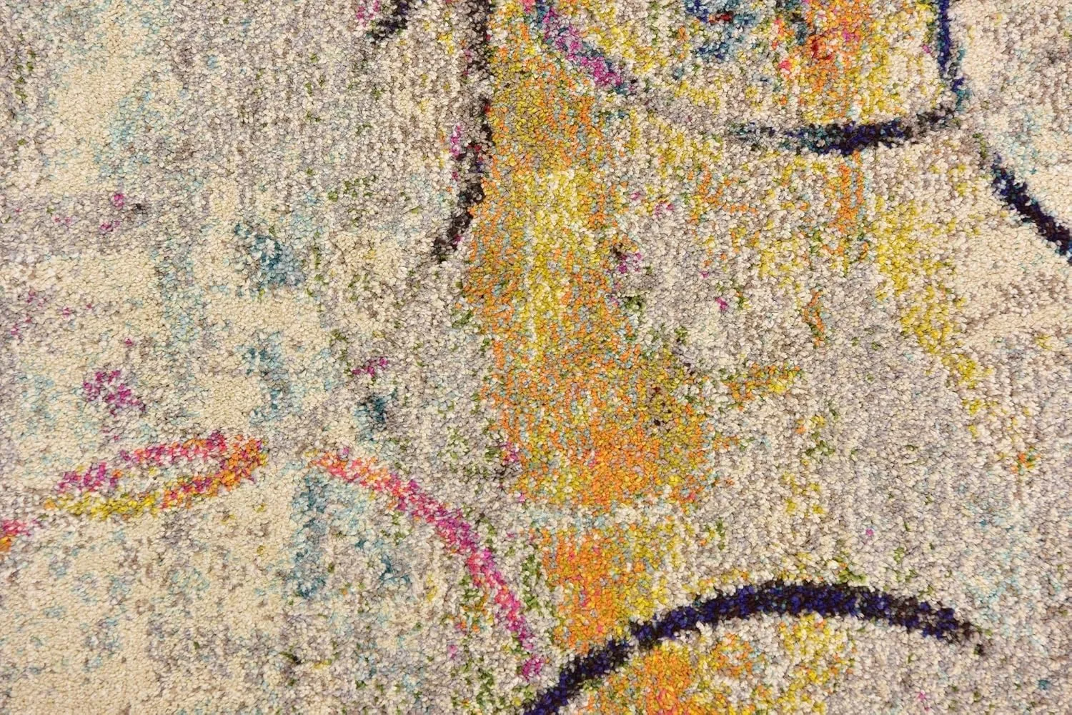 Unique Loom Chromatic Collection Modern Rustic & Vibrant Abstract Area Rug for Any Home Décor, Runner 2' 0" x 6' 7", Beige/Blue