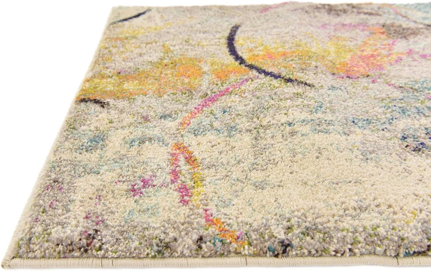 Unique Loom Chromatic Collection Modern Rustic & Vibrant Abstract Area Rug for Any Home Décor, Runner 2' 0" x 6' 7", Beige/Blue