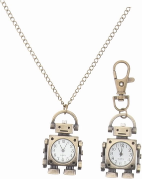 Unique Robot Clock Keychain Retro Pocket Watch Chain Perfect Gold Keyring Accessory