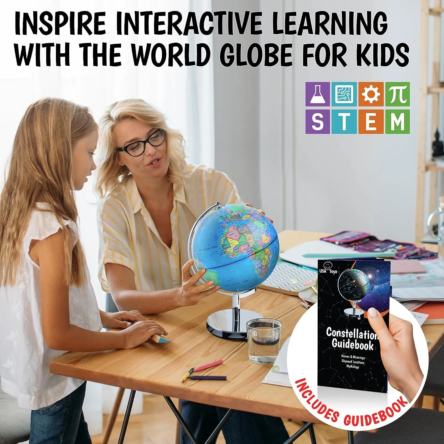 USA Toyz Illuminated Globe for Kids Learning - 7.2" Diameter