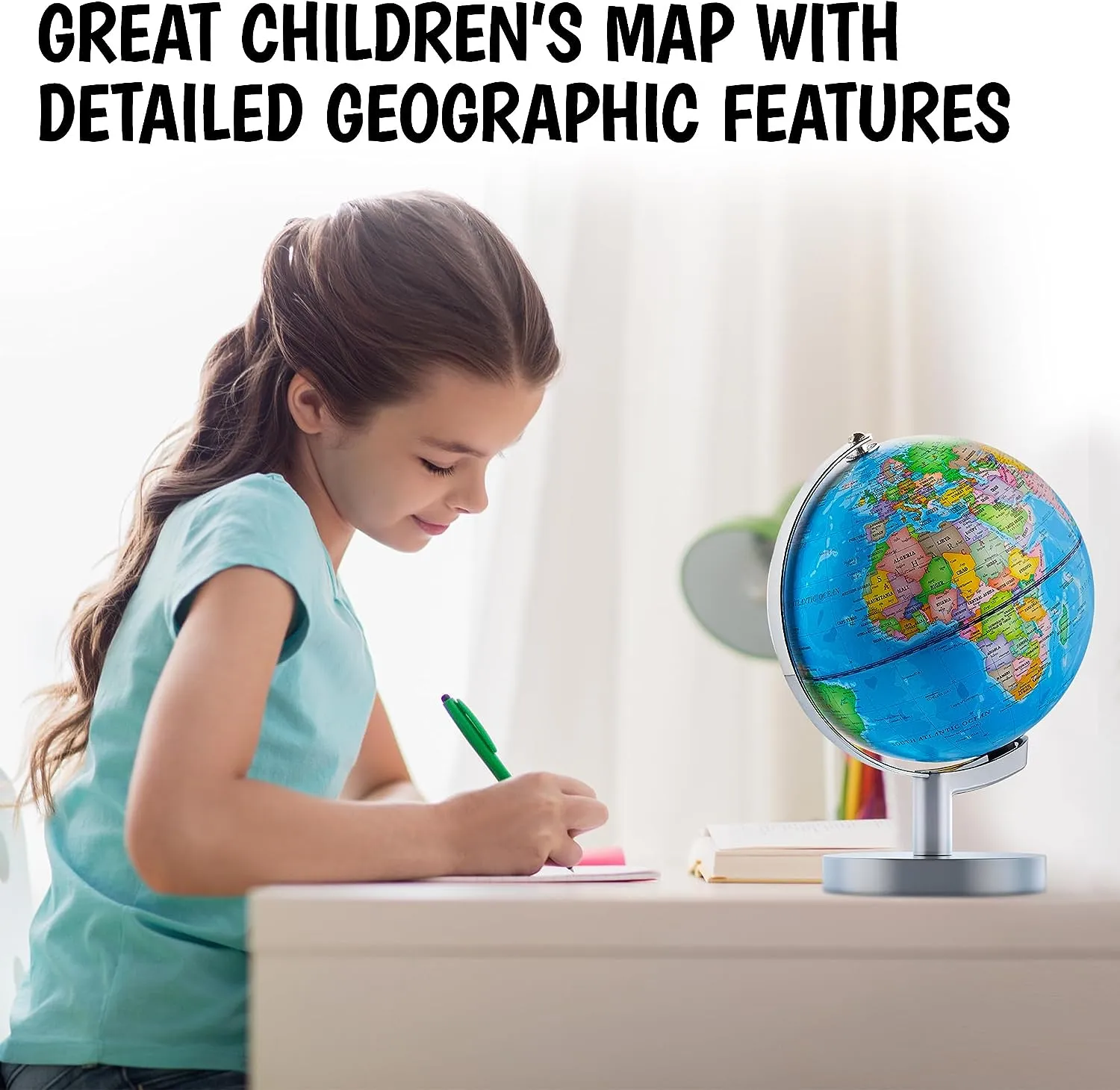 USA Toyz Illuminated Globe for Kids Learning - 7.2" Diameter