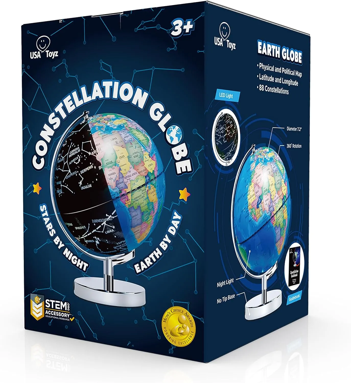 USA Toyz Illuminated Globe for Kids Learning - 7.2" Diameter