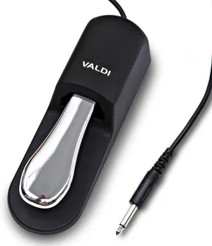 VALDI BP-3 Sustain Pedal - Universal Pedal for Keyboard Piano, Digital Pianos, MIDI Keyboards & Synths - Conversion Switch for All Brands - 1/4'' Jack, Anti-Slip Design, Extended Cable (BLACK)