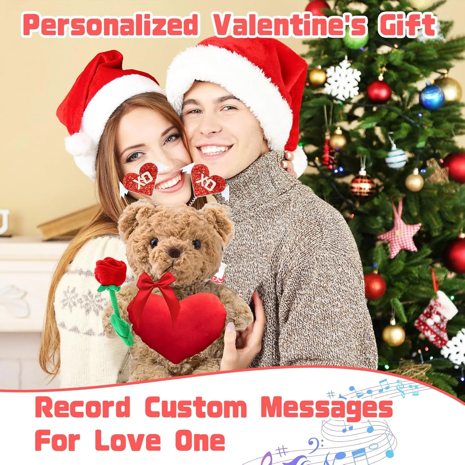 Valentine Bear Personalized Teddy Bear with Heart for Women Men, Valentine Teddy Bear with Photo  Text, Personalized Gifts as Gifts for Valentines Gifts for Kids Adults (11 inch-Text Photo)