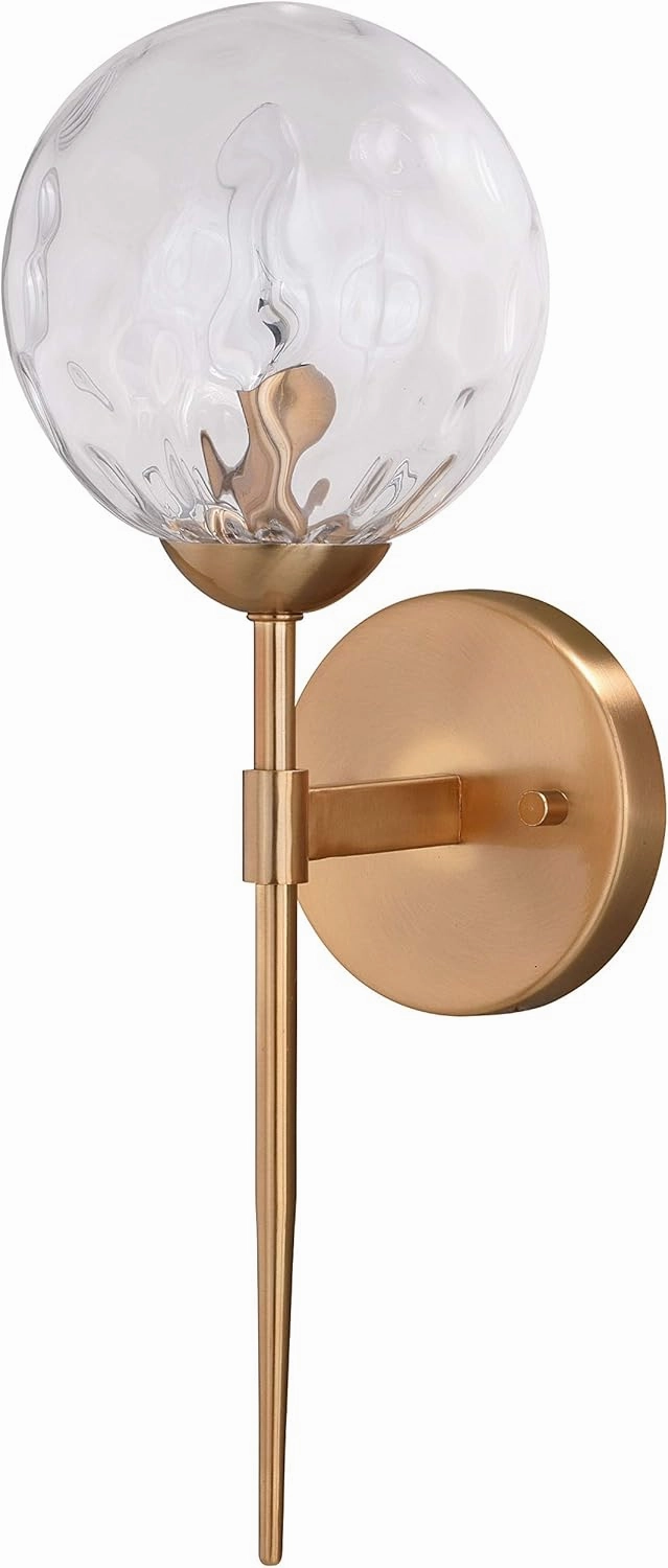 VAXCEL Olson 1 Light Brass Mid-Century Modern Wall Sconce Clear Globe Glass