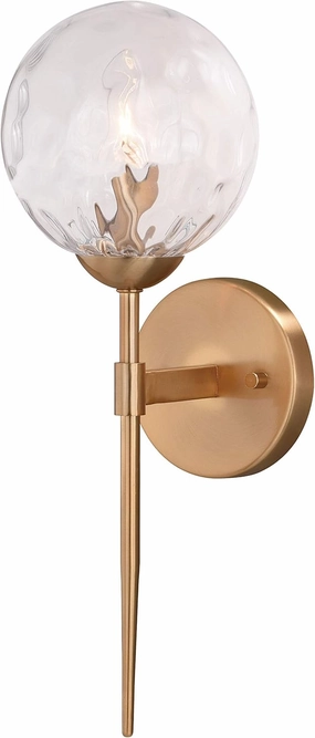 VAXCEL Olson 1 Light Brass Mid-Century Modern Wall Sconce Clear Globe Glass