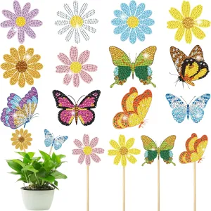 Vcekract Butterfly Diamond Art Kits, 12PCS Diamond Painting Kits for Garden Decor, Butterfly Art Craft Supplies, Diamond Painting Kits for Adults