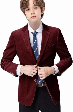 VENNYNG Classic Suede Suit Jacket for Kid Boy Day Children Formal Outfits School Activities Tailor-Made Fashion Blazer