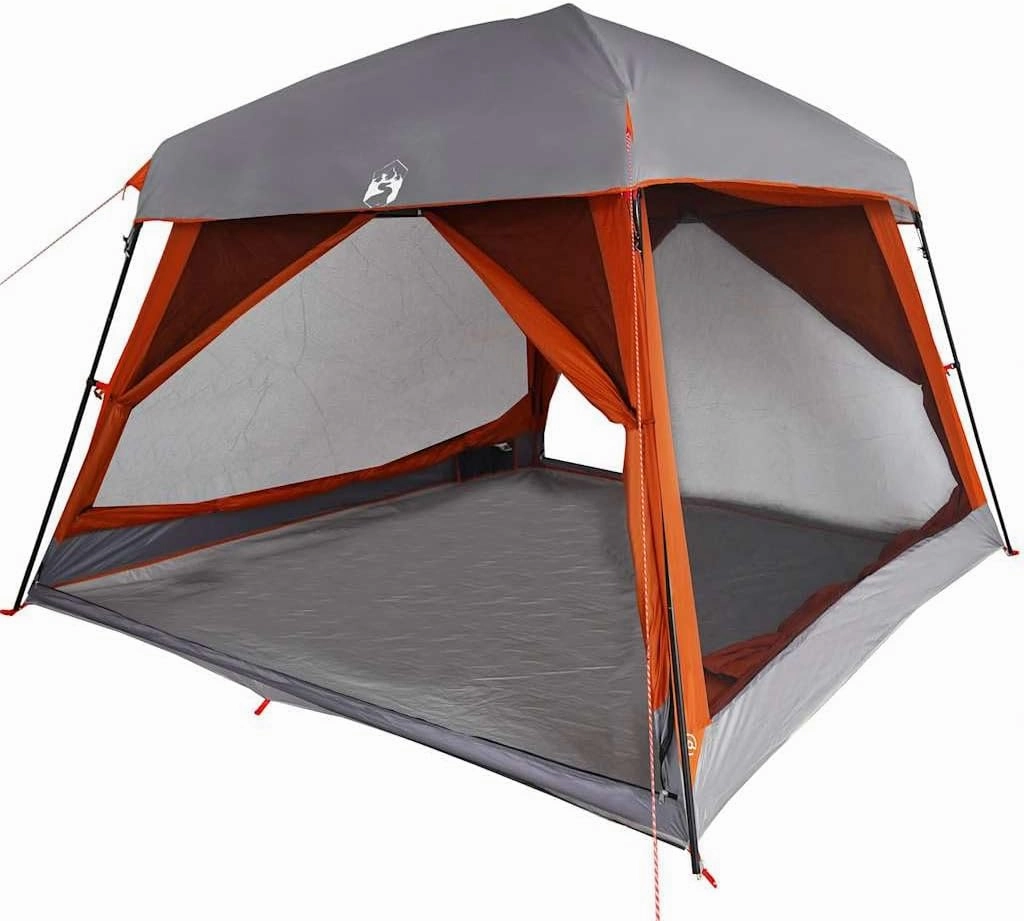 vidaXL Family Tent Cabin 6-Person Waterproof Camping Shelter - Portable Grey/Orange Design, Easy Assembly E-Port & Removable Fly