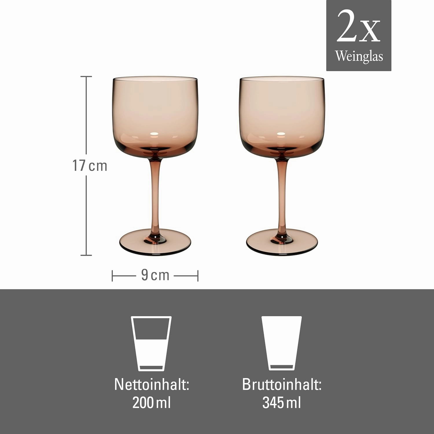 Villeroy & Boch Like Clay Wine/Water Glass Pair