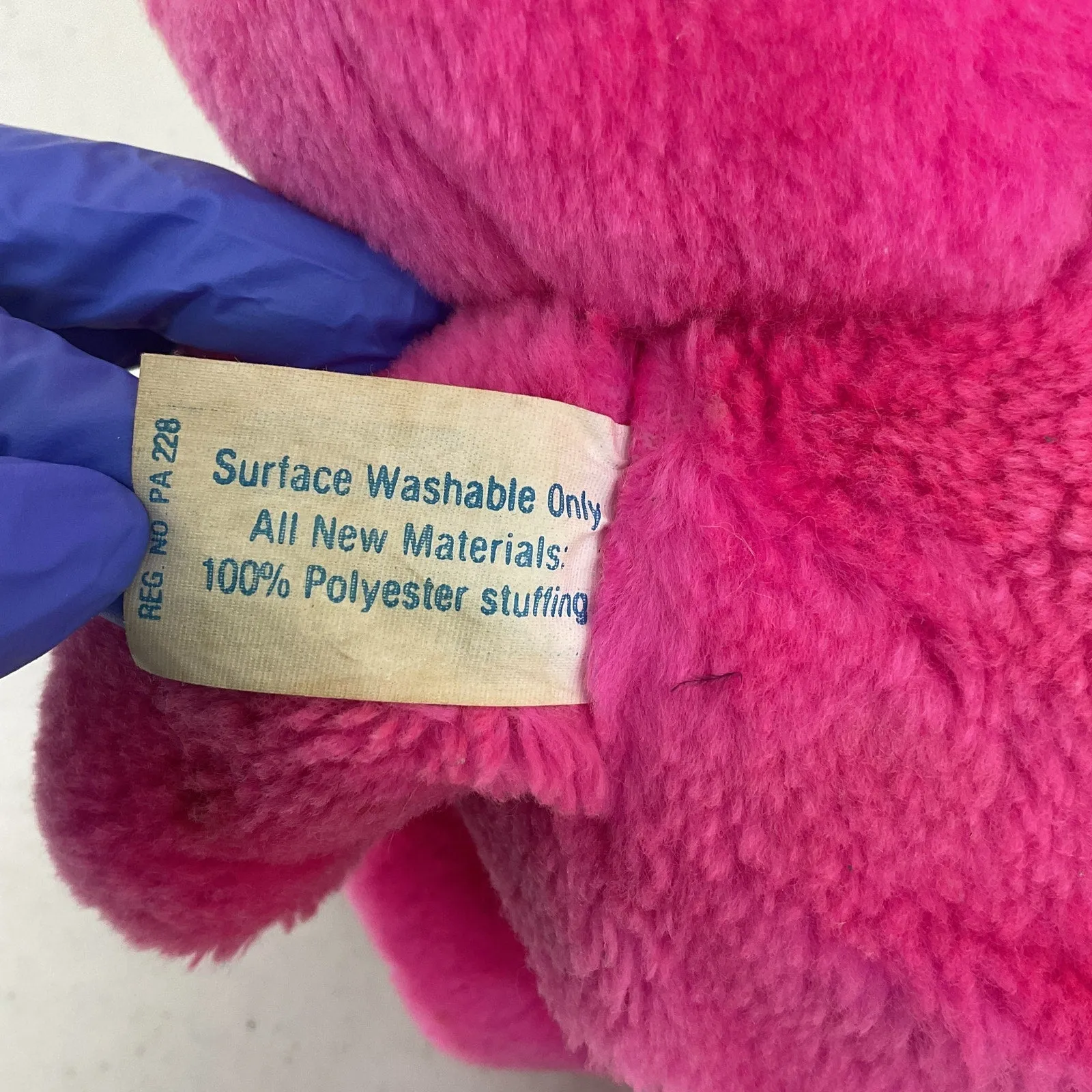 Vintage Playskool Bright Pink Nosey Bear Balloon Nose Plush Teddy Doll Untested