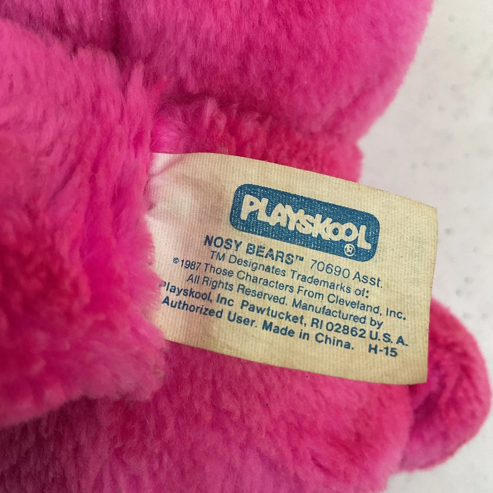 Vintage Playskool Bright Pink Nosey Bear Balloon Nose Plush Teddy Doll Untested