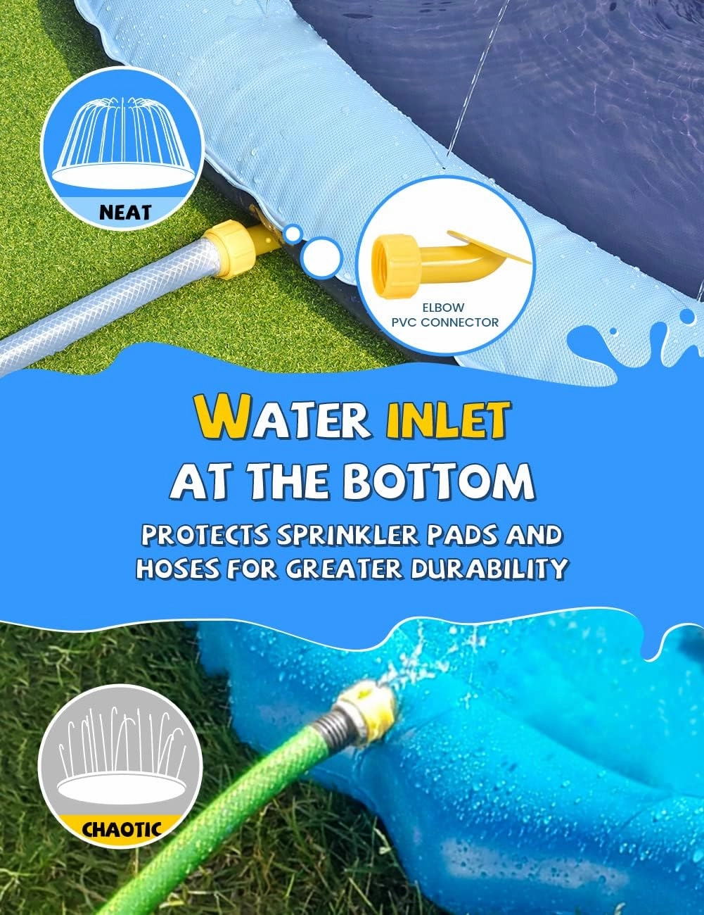 VISTOP Non-Slip Splash Pad for Kids and Dog, Thicken Sprinkler Pool Summer Outdoor Water Toys - Fun Backyard Fountain Play Mat for Baby Girls Boys Children or Pet Dog (59 inch, Red&Yellow&Green&Blue)