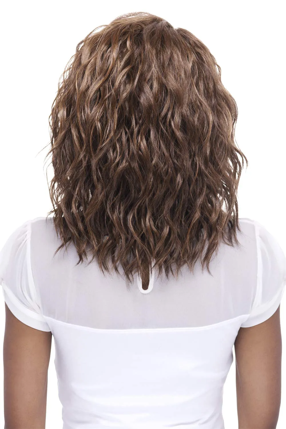 Vivica A. Fox FINN, Futura Synthetic Heat Resistant Fiber, HD Deep Lace Front, Natural Baby Hair, Layered Body Wave and Side Bang w/Invisible Side Part, Full Lace Front Wig (4 Medium Brown)