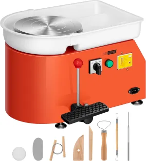 VIVOHOME 25CM Pottery Wheel Forming Machine 350W Electric DIY Clay Tool with Foot Pedal and Detachable Basin for Ceramic Work Art Craft Orange