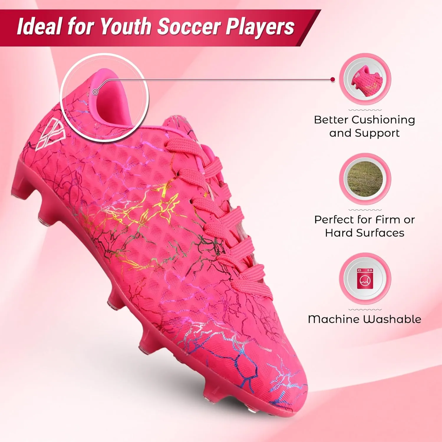 Vizari Zodiac Firm Ground Soccer Cleats Boys Girls | Lightweight & Durable Youth Football Shoes with Molded TPU Outsole | Outdoor Training & Matches