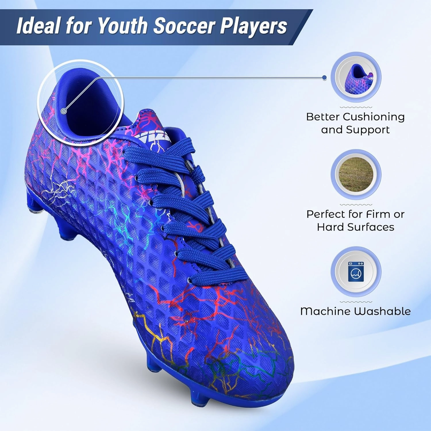Vizari Zodiac Firm Ground Soccer Cleats Boys Girls | Lightweight & Durable Youth Football Shoes with Molded TPU Outsole | Outdoor Training & Matches