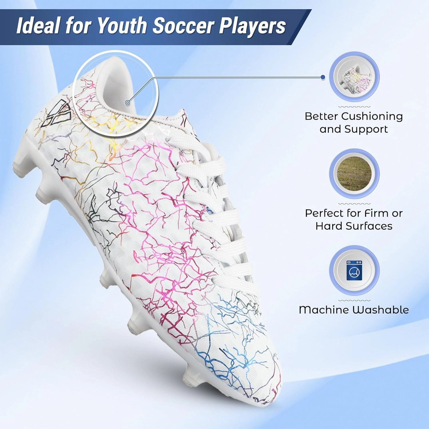 Vizari Zodiac Firm Ground Soccer Cleats Boys Girls | Lightweight & Durable Youth Football Shoes with Molded TPU Outsole | Outdoor Training & Matches