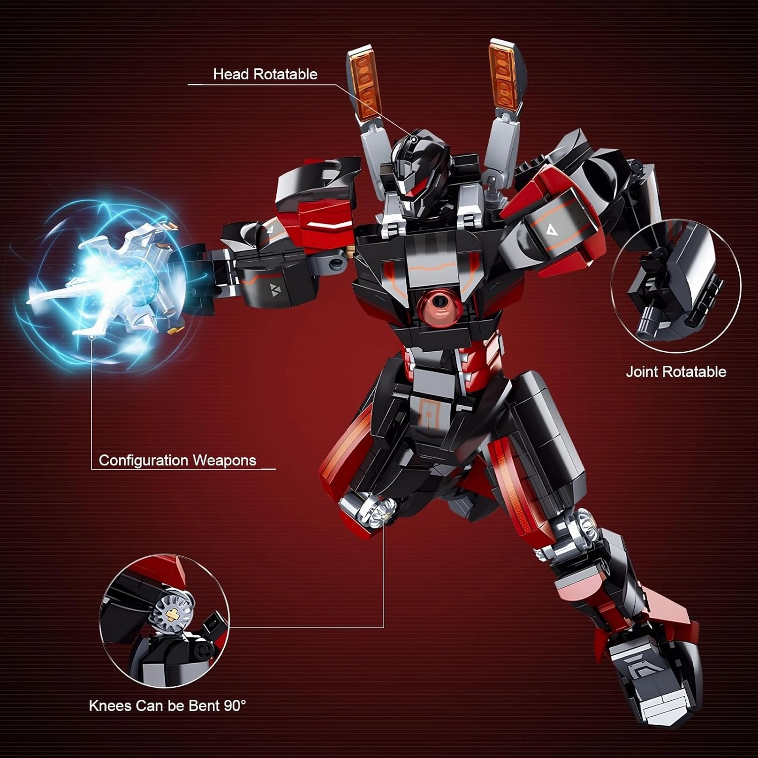 Wanderer Mech Building Blocks Set for Adults，Dark Robot Model Building Kit with 2 Multiple Weapons, 585 Pcs Creative Collectible Gift for Boys Kids 8-12