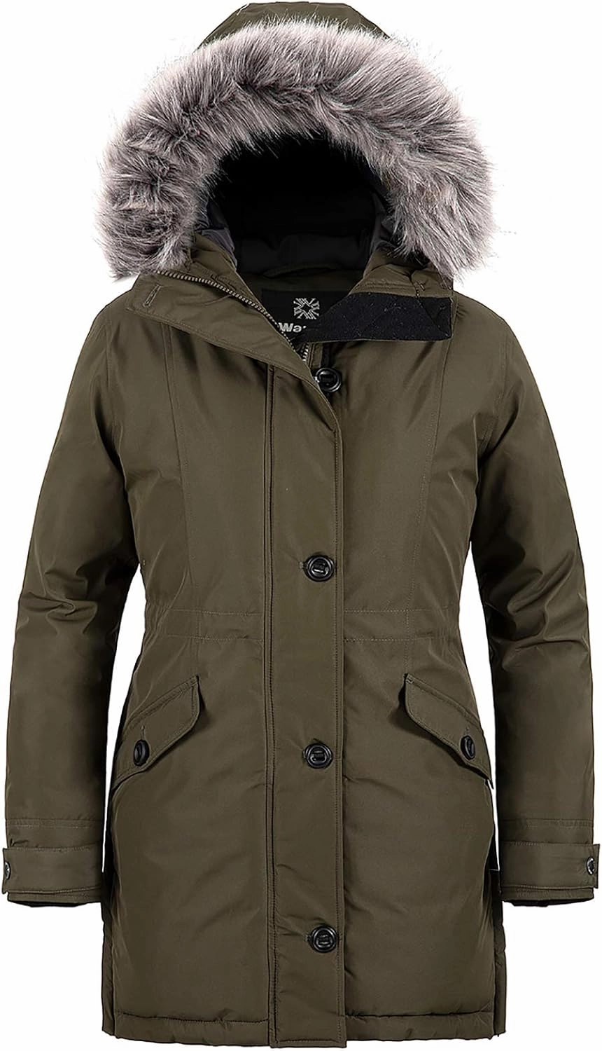wantdo Women's Hooded Winter Coat Waterproof Warm Long Puffer Jacket Parka