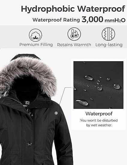 wantdo Women's Puffy Coat Military Winter Mountain Travel Parka Coat Jackets, XL