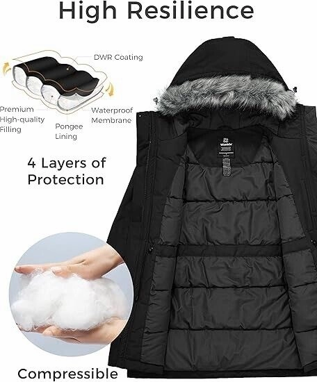 wantdo Women's Puffy Coat Military Winter Mountain Travel Parka Coat Jackets, XL