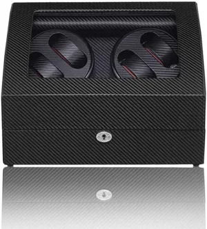 Watch 4 6 Automatic Watch Winder with Silent Motors 4 Rotation Modes Wood Shell Piano Paint Exterior (C)