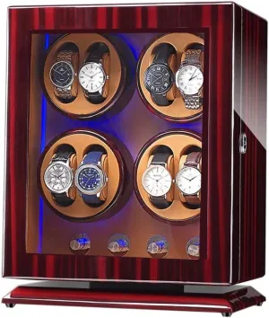 Watch Winder Box for 8 Automatic Watches, with Blue LED Light, 4 Rotation Modes, Quite Motors, Fit Lady and Man Watches Watch Winder Box Best Gift