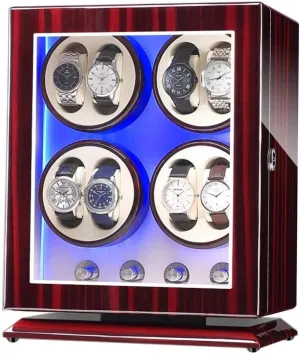 Watch Winder Box for 8 Automatic Watches, with Blue LED Light, 4 Rotation Modes, Quite Motors, Fit Lady and Man Watches Watch Winder Display Watch Box Case Watch Storage C