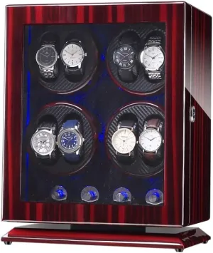Watch Winder Box for 8 Automatic Watches, with Blue LED Light, 4 Rotation Modes, Quite Motors, Fit Lady and Man Watches Watch Winder for Automatic Watches D