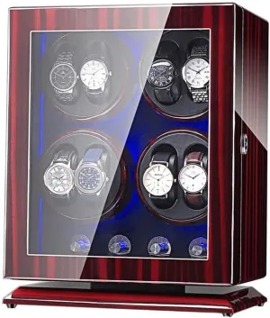 Watch Winder Box for 8 Automatic Watches with Blue LED Light 4 Rotation Modes Quite Motors Fit Lady and Man Watches
