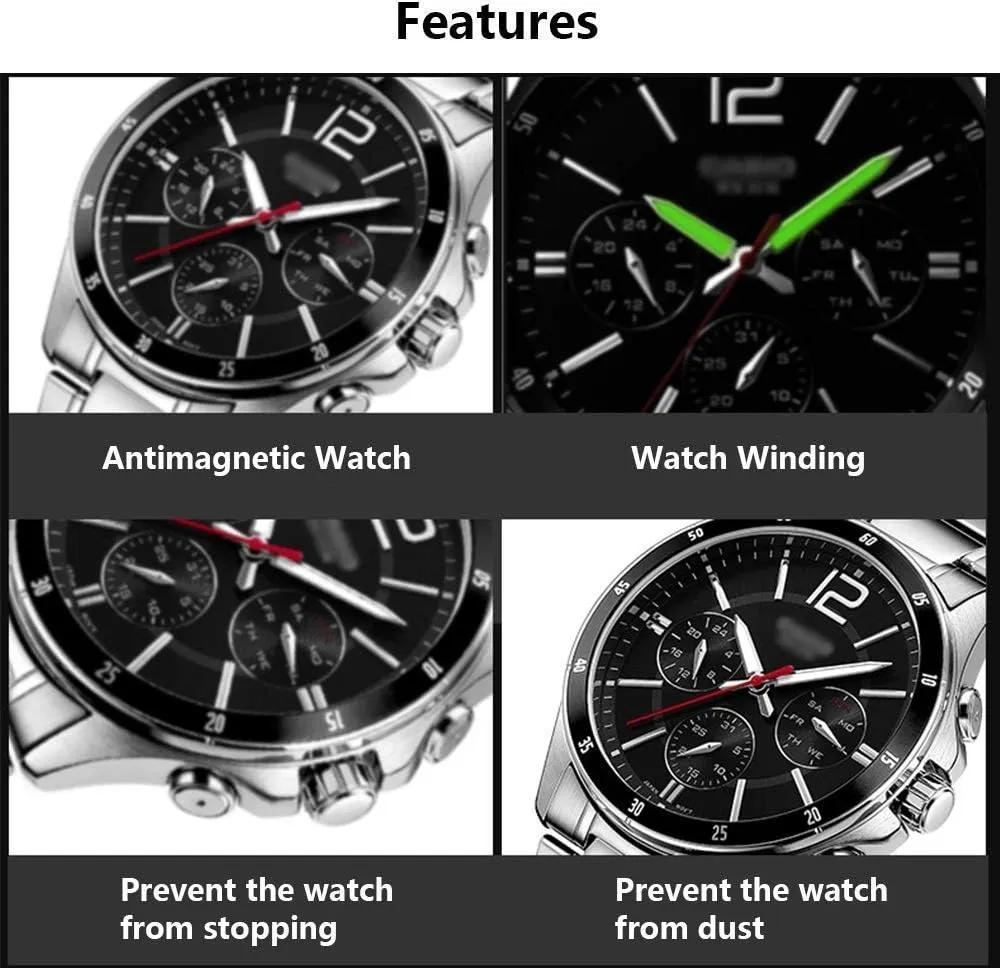 Watch Winder Box for 8 Automatic Watches with Blue LED Light 4 Rotation Modes Quite Motors Fit Lady and Man Watches