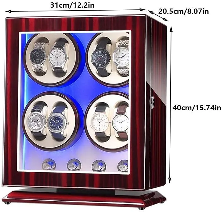 Watch Winder Box for 8 Automatic Watches with Blue LED Light 4 Rotation Modes Quite Motors Fit Lady and Man Watches