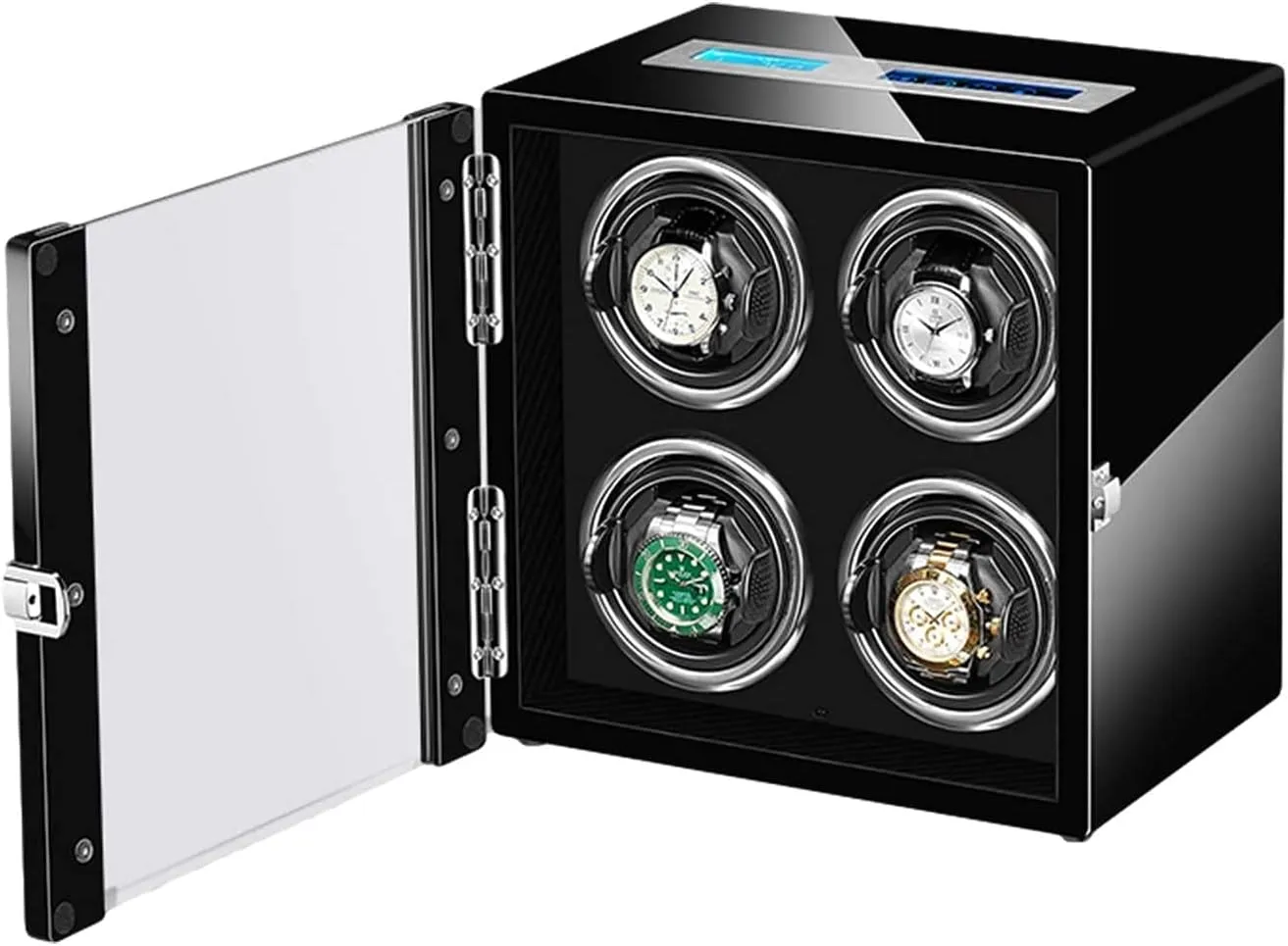 Watch Winder Box for Automatic Watch Adjustable Watch Pillows LCD Touch Sn Built-in Led Light Piano Paint Exterior Durable Watch Winder Display Watch Box